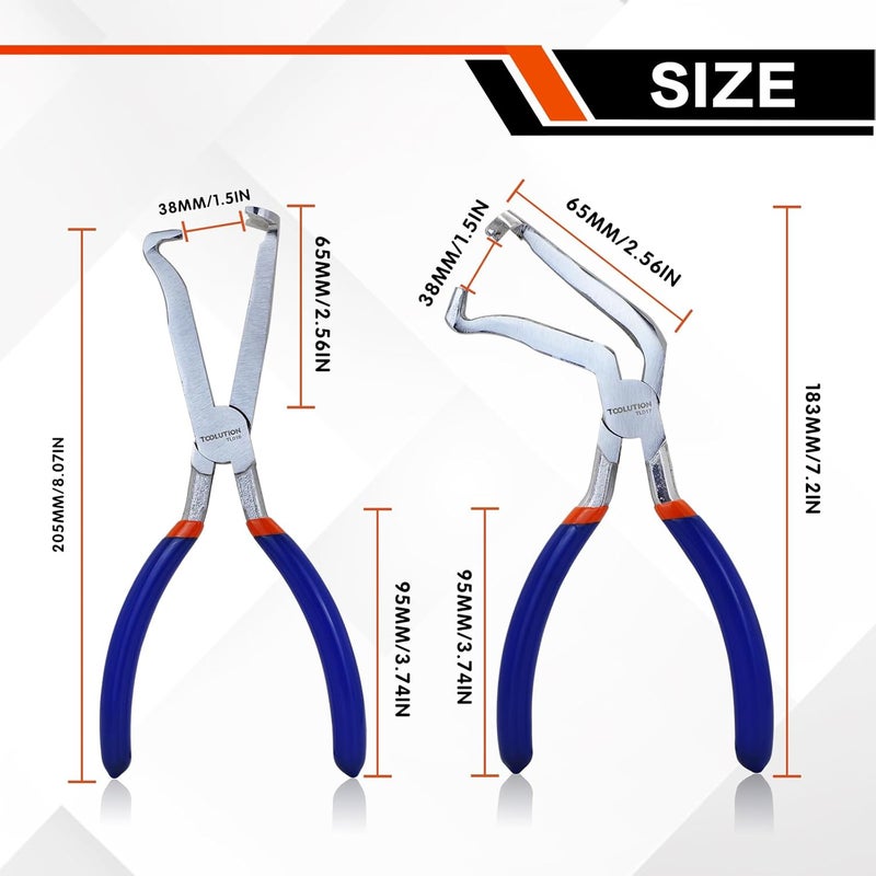 TOOLITIN 8" Electrical Disconnect Pliers Set – Straight & 60° Angle | Automotive Connector Release Tool for MAF, Fuel Injector, Coil Harness | Cr-V 59 HRC, Spring-Loaded, Prevents Broken Tabs - Image 2
